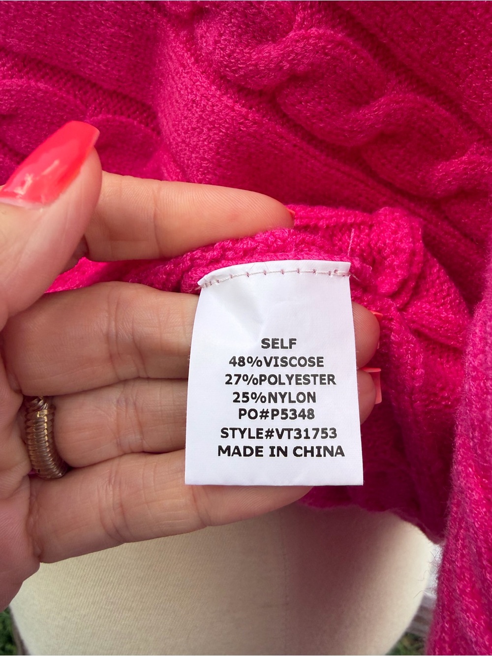 Vine And Love Hot Pink Chunky Cable Knit Long Sleeve Feminine Sweater Size Small - Picture 7 of 10